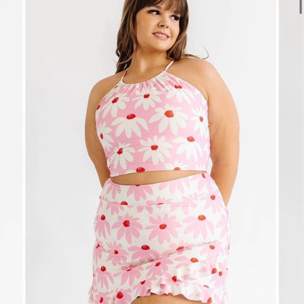 Pink floral swimsuit